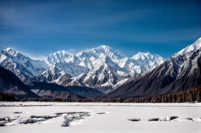 mountain, nanga parbat, snow, nature, forest, himalaya, sky, baltistan, fairy meadows, cabin, house, gilgit-baltistan, winter scenery, hiking, rakhiot peak, blue sky, winter season, tourist destination, enchanting landscape, rural area