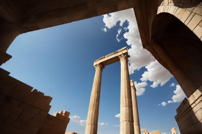 citadel, jordan, amman, columns, clouds, blue sky, historical landmark, ancient, art, middle east, ruins, architecture, culture, tourism, vacation, nature, ancient roman, archaeology, view, medieval