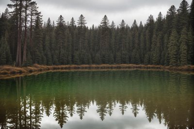 forest, lake, pine, tranquility, reflection, natural landscape, water, wooden cabin, mountain range, hiking, green color, reflection on water surface, landscape, countryside, summer season, vacation, tourist spot, nature, peaceful scenery