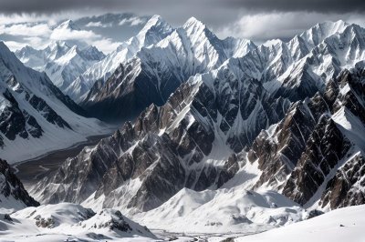 mountains, karakoram, snow, gilgit-baltistan, landscape, nature, sky, clouds, pakistan, black, gray, dramatic, desert, dry, cliffs, belt, view, sand, riverbed, emptiness