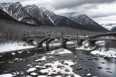 bridge, river, water, mountains, snow, nature, sky, clouds, trees, indus, gilgit-baltistan, karakoram, foliage, wooden, tourist, crystal-clear, reflection, beauty, sand