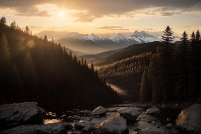 landscape, mountains, sunset, sun, forest, rocks, nature, panorama, hiking, peace, beautiful, afternoon, light, shadows, view, travel, tourist destination, fresh air, leisure, wilderness, calm