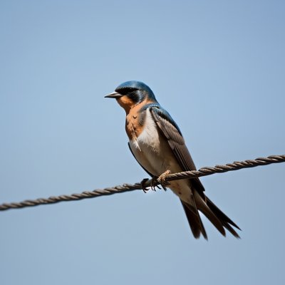 barn swallow, swallow, bird, wire, line, nature, summer, clouds, blue sky, songbird, hirundo rustica, serene, animal, feathers, plumage, outdoors, fauna, graceful