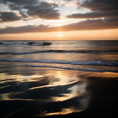 sea, sunset, nature, waves, clouds, evening, reflection, calm, horizon, beauty, sea surface, landscape, stillness, romantic, summer, sunny, distant, dawn