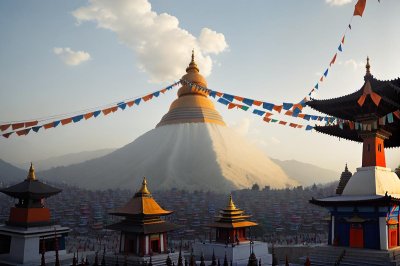 boudhanath, nepal, kathmandu, temple, buddhism, stupa, pagoda, religion, architecture, buddha, spirituality, prayer flags, colorful, blue sky, buddha purnima, sunlight, sun rays, tourism, culture, landmark
