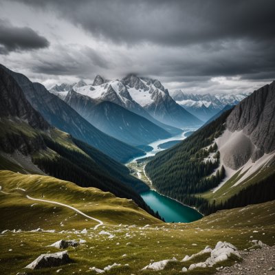 mountains, lake, alps, green, sky, nature, panorama, hiking, view, summer, clouds, valley, meadow, idyll, horizon, alpine, cirque, geology, nature reserve, landscape