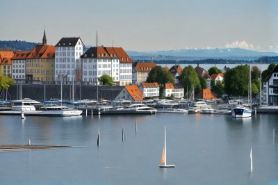 friedrichshafen, bodensee, lake, city, germany, water, coast, nature, relaxation, architecture, summer, boats, view, tourism, leisure, gray buildings, red tiled roofs, trees, recreational area, traditional design, tourist attraction