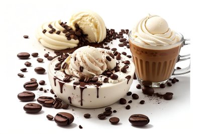 ice cream, coffee, cream, chocolate, dessert, coffee beans, caramel, natural, sweet, dairy, icy, cake, scoop, frozen dessert, ball, taste, tasty, chilled, gourmet treat