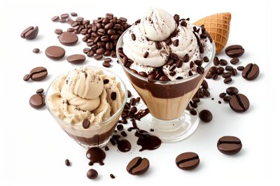 ice cream, coffee, coffee beans, cone, sweet, chocolate, dessert, chilled, treat, refreshing, texture, frozen, ice, creamy, dairy, tasting, vanilla, tasty, fresh, crunchy, blend