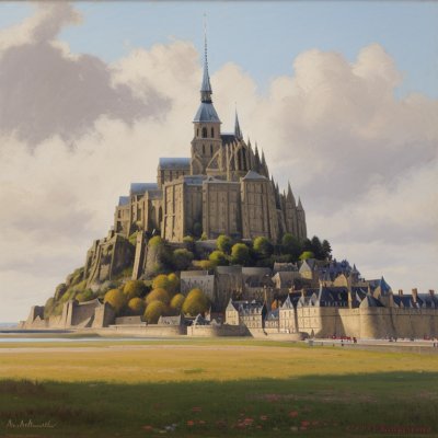 mont-saint-michel, historical architecture, medieval abbey, island, normandy, france, sunset, warm light, tourist attraction, coastal landscape, unesco world heritage, natural beauty, horizon, culture, romantic place, abstract, world heritage, medieval, tourism, landscape