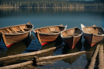 boats, wood, lake, water, shore, oars, sunny, three, bank, nature, reflection, sand, rowboat, surface, recreation, serenity, solitary, outdoors, blue, entertainment