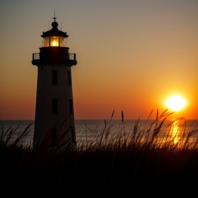 sunset, lighthouse, coast, sea, grass, nature, horizon, silhouette, twilight, sky, evening, peaceful, romantic, vacation, summer, moonlight, north sea coast, sunset sky, glow