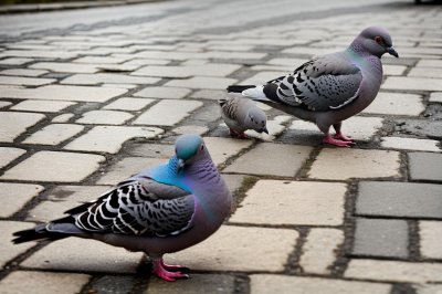 pigeon, cobblestone, street, bird, city, paved road, urban life, two, looking, gray, detail, sidewalk, walking, animal, nature, park, hill, beak, flying, picnic, high angle