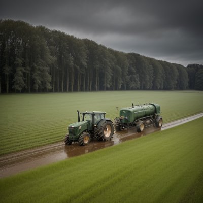 tractor, manure tank, nature, field, agriculture, rain, grass, fence, tractor driver, rural, farm, mountains, green, dairy cattle, wet, cloudy, eco-friendly, spreading, village, land management