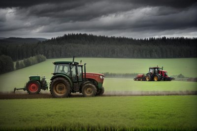 tractor, manure tank, nature, field, agriculture, rain, grass, fence, tractor driver, rural, farm, mountains, green, dairy cattle, wet, cloudy, eco-friendly, spreading, village, land management