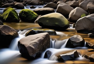 rocks, flowing water, landscape, natural, river, nature, stream, watercourse, rocky, waterfall, calm, meditative, long exposure, boulders, mountain stream, autumn, tranquility, forest, misty