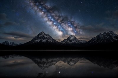 milky way, night sky, stars, nightscape, reflections, mountains, lake, galaxy, outdoor, scenery, colorful sky, dark sky, nature, natural beauty, peaceful, astronomy, water calm, glitter, starry night, mountain lake, ultrawide
