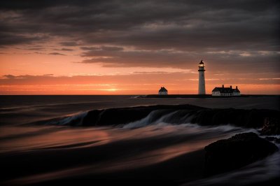 sunset, lighthouse, texel, holland, sea, landscape, setting sun, black clouds, western european landscape, calm water, building silhouette, evening landscape, soft light, silhouette, landscape silhouette, silence, western part, coast, street light