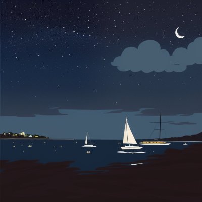 stars, moon, night sky, bay, cat, sailboat, sea, landscape photography, romantic, night, nature scene, animal, water reflection, calm, idyllic, mountains, starry night, peaceful evening, island, fishing boat, enchanting, pet, nature