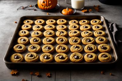 halloween, pumpkin cookies, cookie, autumn, food, baking, tray, pumpkin, baking sheet, cute, dessert, seasonal, scary face, pumpkin face, homemade, hot baking, black tray, sweets, snack