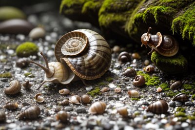 snail, moss, shell, nature, stones, flora, gastropoda, wildlife, animal, roman snail, rock formations, snail shell, biology, invertebrates, sandstone, rough textures, shell color, natural world, outdoor, stone grinding
