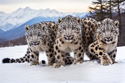 snow leopard, cub, playing, winter, mountains, nature, fur, spots, paws, rare, himalayas, cold, wild, jungle habitat, endangered, tracking, living together, fate, ecosystem, austere environment
