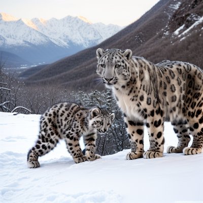 snow leopard, cub, playing, winter, mountains, nature, fur, spots, paws, rare, himalayas, cold, wild, jungle habitat, endangered, tracking, living together, fate, ecosystem, austere environment