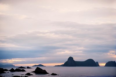 sea, blue sky, mountains, sunset, sky, panorama, island, nature, landscape, glaciers, tranquility, natural, gray, calm, twilight, north, cold, wilderness, blue, mountaineering, quiet, romantic