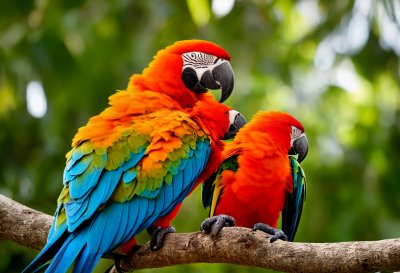 macaw, parrot, birds, tropical, pair, love, affection, nature, wilderness, feathers, colorful, rainforest, jungle, branch, vibrant, exotic, portrait, nature photography, animal, wild