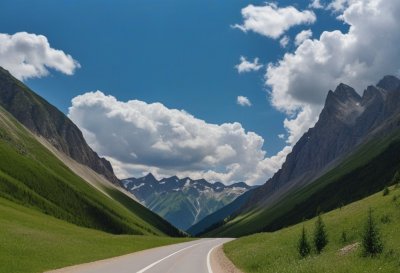 mountains, valley, clouds, trail, summer, cycling, hiking, sport, green, nature, recreation, alps, village, horizon, view, bavarian, mountain meadow, path, landscape