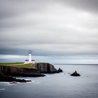 lighthouse, sea, coast, island, mountains, nature, blue sky, sunny, panorama, calm, relaxation, scenery, dawn, morning, landscape, water, quiet, calm sea, distance, summer