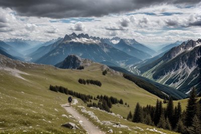 mountains, alps, sky, clouds, summer, natural beauty, hiking, panorama, meadows, grass, tourist destination, view, mountain vacation, excursion, mountain paradise, flora, idyll, nature, holiday