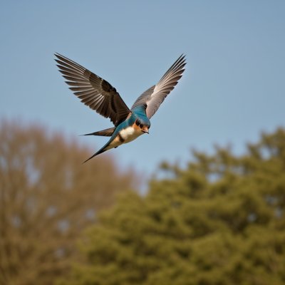 swallow, flight, branch, landscape, nature, flying bird, sky, wingspan, bird species, flight mechanics, pursuing predators, natural ecosystem, birds in flight, swallow icon, europe, bokeh background, rural, green areas, ornithology