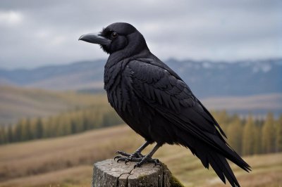 raven, bird, nature, feathered, black, wings, beak, sitting, outdoors, landscape, calm, fence, coast, glossy, caretaker, close, sky, feather, curious, unique