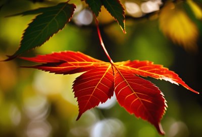 autumn, leaves, red, green, bokeh, nature, autumn colors, falling leaves, branch, detail, season, beauty, background, natural light, outdoor, vibrant colors, vibrant, macro, solitary, tranquility