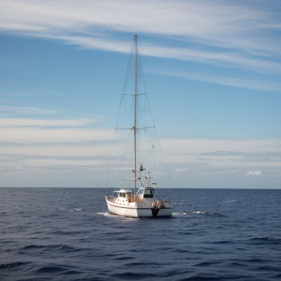 boat, ocean, nature, sea, fishing boat, fishing, ship, flock of birds, birds, deep ocean, distance, blue water, cloud, elements, coordinates, natural scenery, outdoor, horizon, cloudy sky, maritime transport
