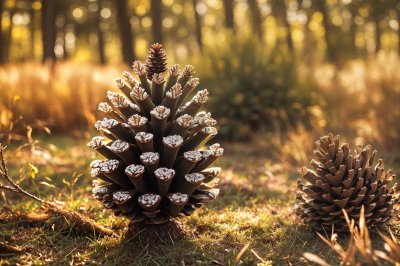 pine cone, grass, nature, detail, autumn, natural, forest, close-up, scales, green, fallen, simple, plain, no people, simplicity, tranquil, eco-friendly, arranged, drying, season