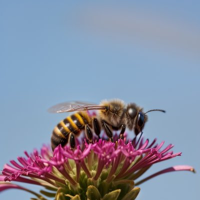 bee, wild bee, insect, macro, late summer, garden, pollen, bloom, bee flower, pink, end, blue sky, sharp photo, zinnia, flying, september, yellow, details, nature, living insect