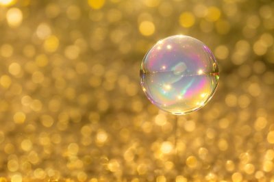 soap bubble, iridescence, reflection, floating, yellow background, macro, hd wallpaper, abstract, delicate, warm tones, spherical, background, wallpaper, round, blurred, fragile, rainbow, colorful, soft, cluster, magical