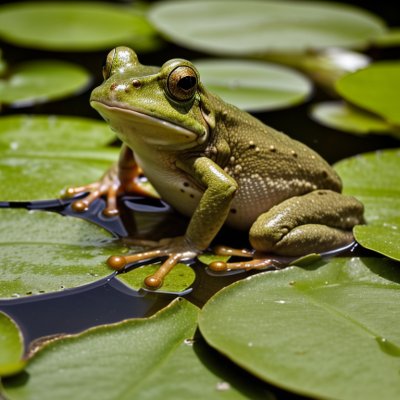 frog, amphibian, nature, pond, green, wildlife, lily pad, frog jump, action shot, prey, insect prey, wild, ecosystem, hunter, predator, water lily, water surface, motion capture, drawing, floating, drama