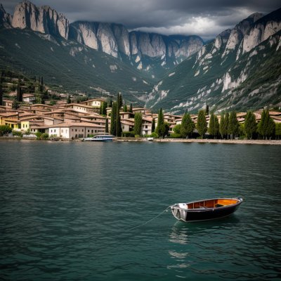 lake garda, salò, boat, water, mountains, town, nature, summer, tourism, postcard, historic, culture, italian, excursion, architecture, coast, navigation, resort, travel, panorama, trees