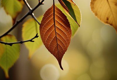 autumn, twig, leaves, brown, green background, blurred background, nature, leaf detail, off-season, autumn foliage, natural texture, outdoor scenery, falling leaves, forest area, botany, art, macro photography, gardening, ecology, passage of time