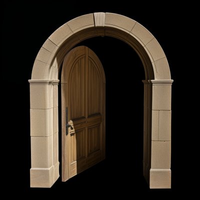 stone archway, wooden door, open gateway, arch, historic architecture, construction, medieval style, stone masonry, arched entrance, medieval castle, wooden door handle, rustic style, passageway, antiquity, traditional design, leafy arch, shady space, decorative element, grill, castle appearance