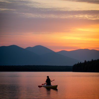 sunset, lake, couple, paddling, dusk, romantic, red sky, mountains, silhouette, water sport, tranquility, nature, blue, evening, rowing, silence, evening sky, calm water, fiery sunset, symmetry