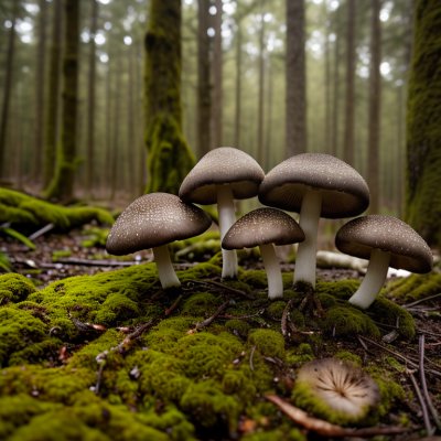 mushroom, forest, moss, autumn, nature, biology, mycology, ecosystem, forest floor, damp, survival, microorganisms, soil, circular, texture, green, flora, bloom