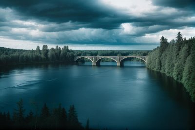river, bridge, forest, nature, blue sky, vegetation, breathtaking, summer landscape, shoreline, horizon, miño, galicia, hiking, reflection, calm, waterbody, clouds, narrow stream, spanish river