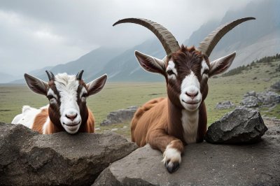goat, kid, nature, animal, rock, boulder, wildlife, natural habitat, mammal, horn, creatures, foreground, reserve, forest, foliage, weather, relaxation, calm, comfort, circle