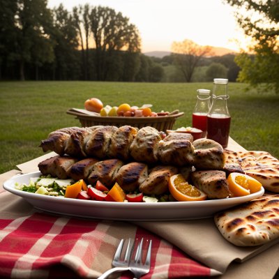 grilling, kebab, apricot, meat, flatbread, summer, picnic, sunset, nature, mountain, outdoor, traditional, honey, holiday, celebration, juicy, dinner, sociable, rustic, culture, feast
