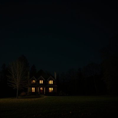 haunted, house, scary, halloween, forest, night, dark, mysterious, ghost house, blue, lights, ominous, enigmatic, horror, nature, dark forest, fearful, shadows, apparition, gothic architecture, clearing