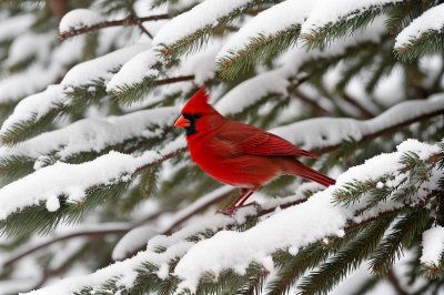 cardinal, red bird, snow, pine tree, bird life, outdoor, winter, natural fauna, wildlife, songbird, christmas scene, natural environment, winter landscape, animal photography, nature picture, birds in winter, white background, nature, bird perched on branch, pink leaves, breathtaking view